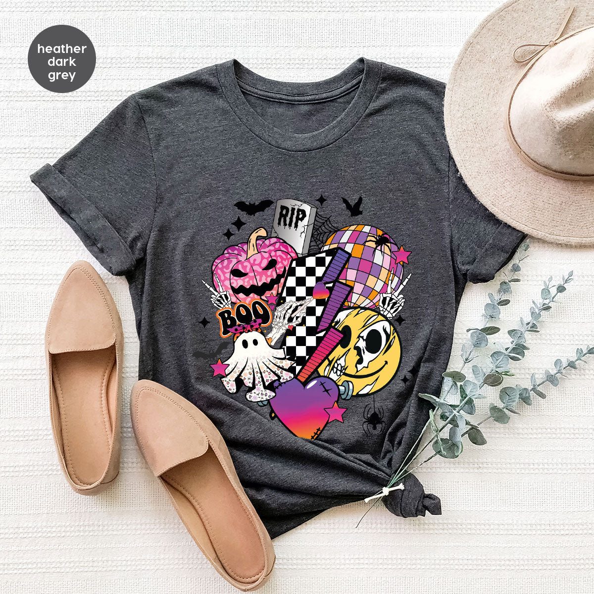 Halloween Shirt, Halloween Gifts, Spooky Season Shirt, Pumpkin Graphic Tees, Girls Fall Clothing, Halloween Party Outfit, Ghost Vneck Shirt
