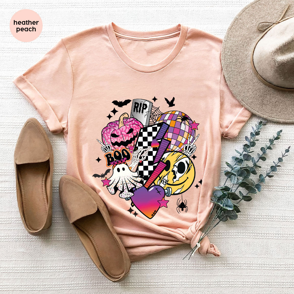 Halloween Shirt, Halloween Gifts, Spooky Season Shirt, Pumpkin Graphic Tees, Girls Fall Clothing, Halloween Party Outfit, Ghost Vneck Shirt