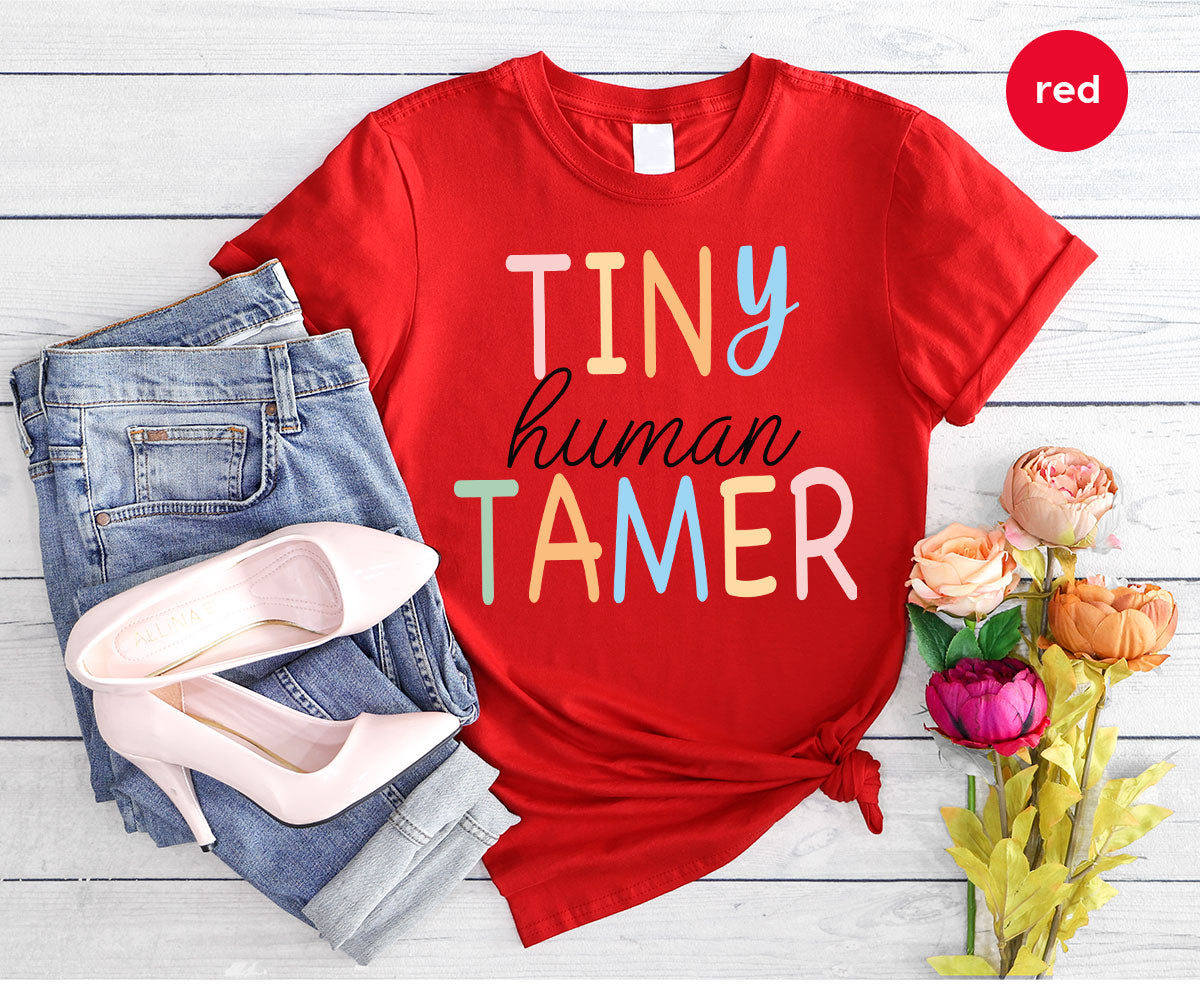 Teacher Shirt, Tiny Human Tamer, Kindergarten Teacher, Preschool Teacher, First Day of School, Back to School T-Shirt, Gift for Teacher