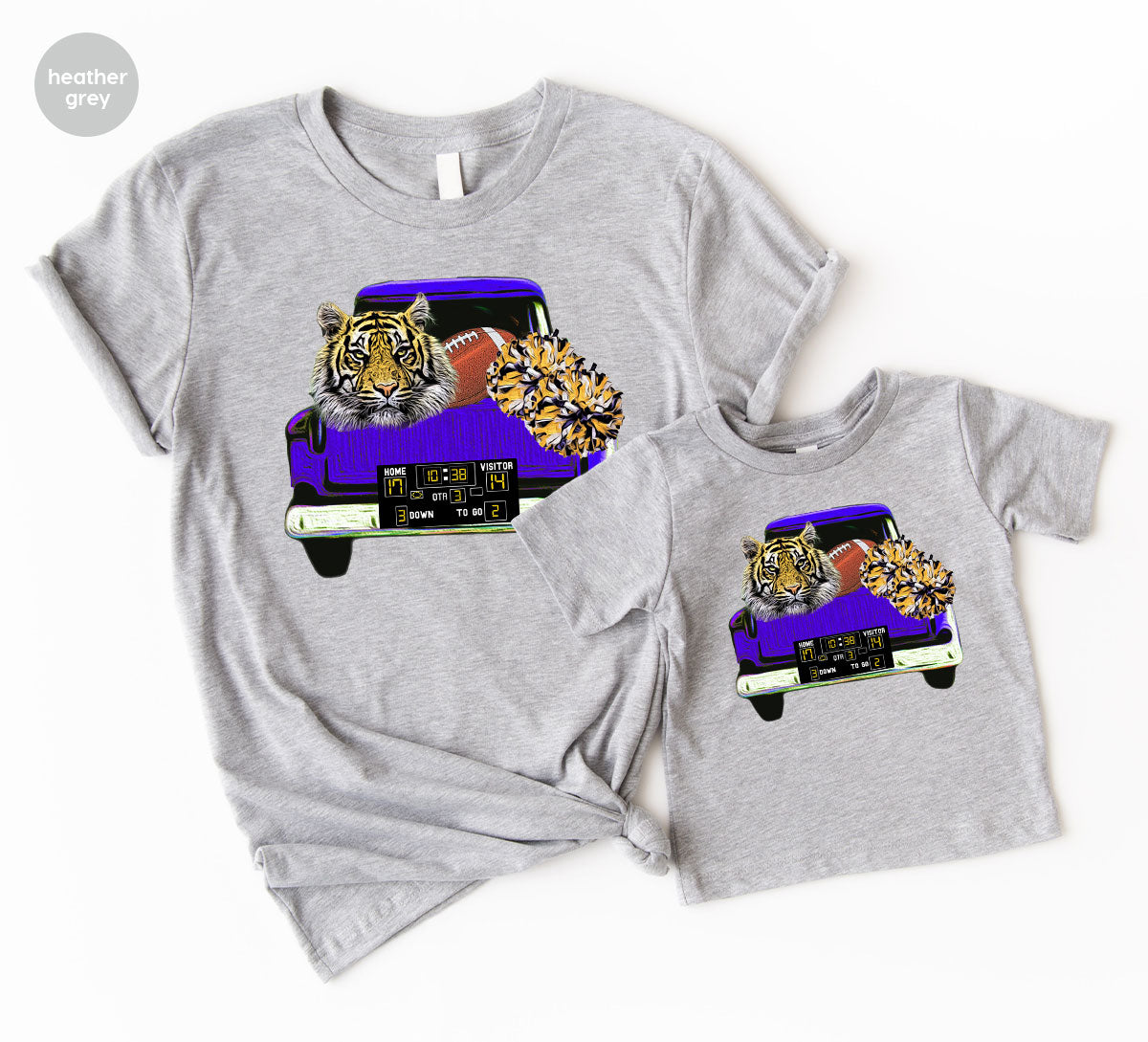 Football Truck Shirt, Tiger Graphic Tees, Football Mom TShirt, Football Gifts for Her, Cheer Vneck Shirt, Gift for Him, Sports Clothing