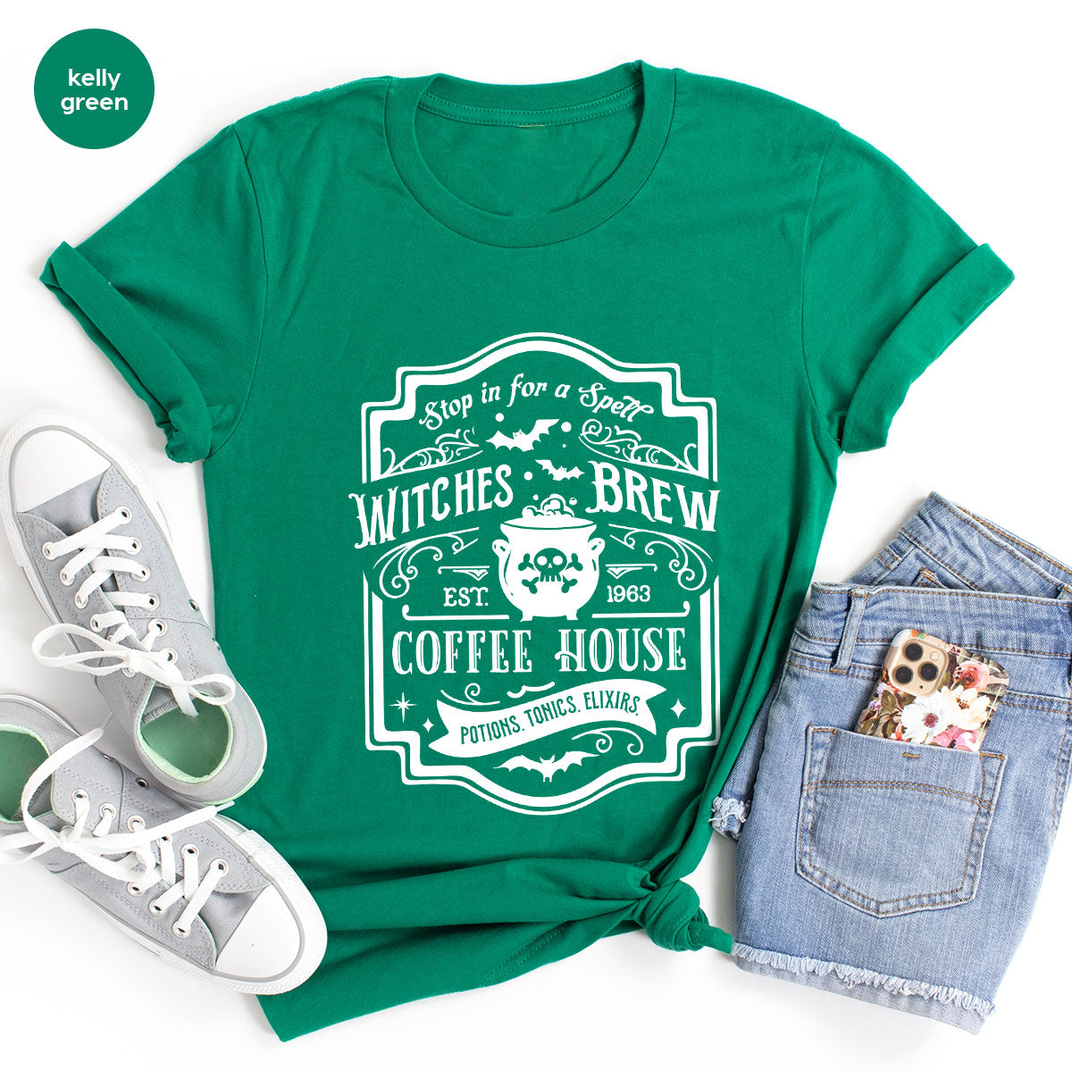 Halloween Shirt, Witchy Gifts, Spooky Season Tshirt, Spell Vneck T Shirt, Shirts for Women, Gifts for Her, Witch's Brew Graphic Tees