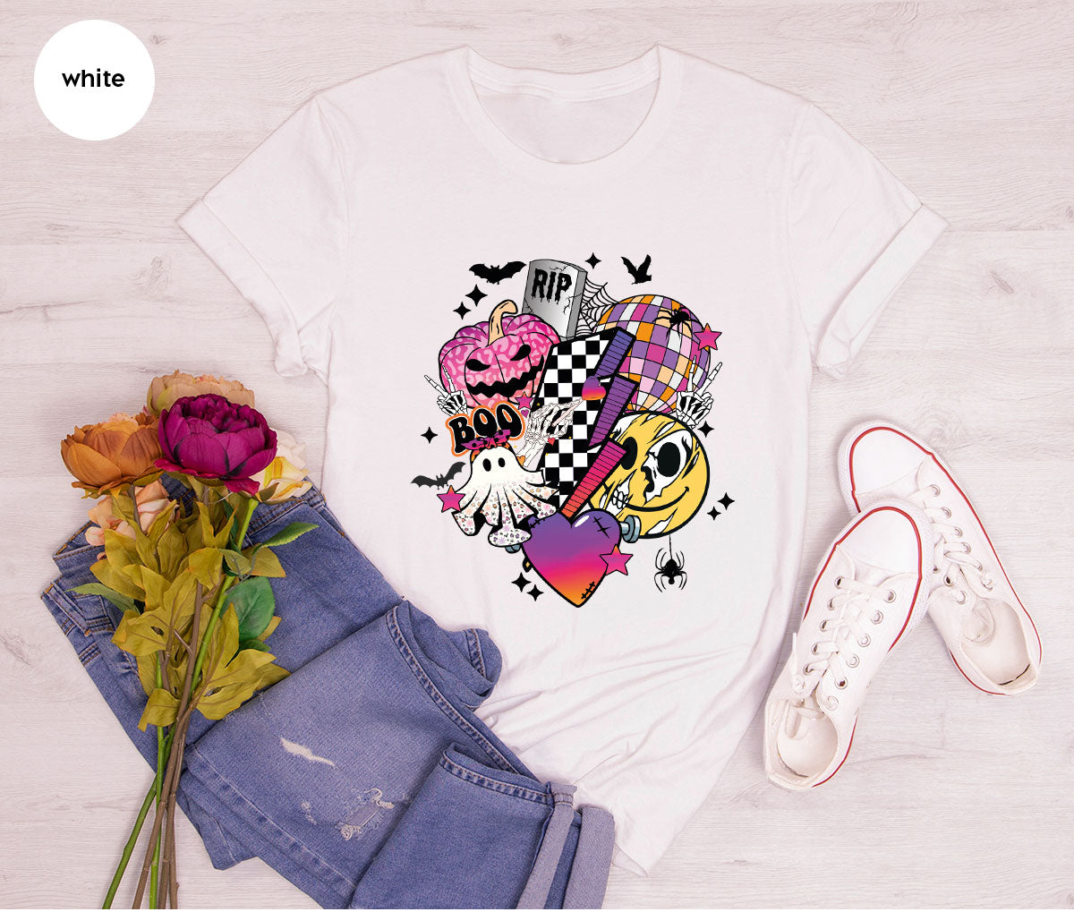 Retro Halloween Shirt, Spooky Pumpkin Shirt, Cool Checkered Outfit