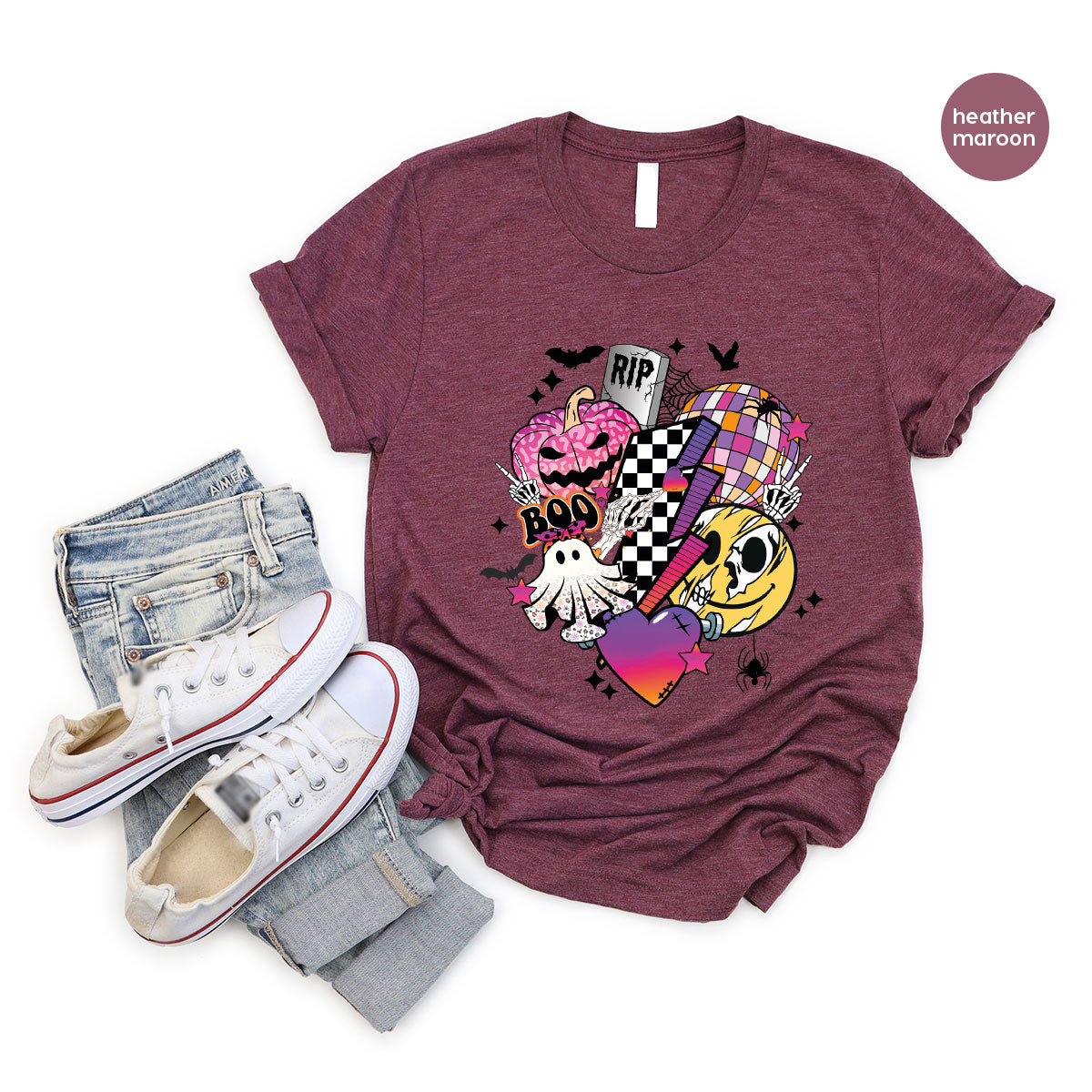 Retro Halloween Shirt, Spooky Pumpkin Shirt, Cool Checkered Outfit