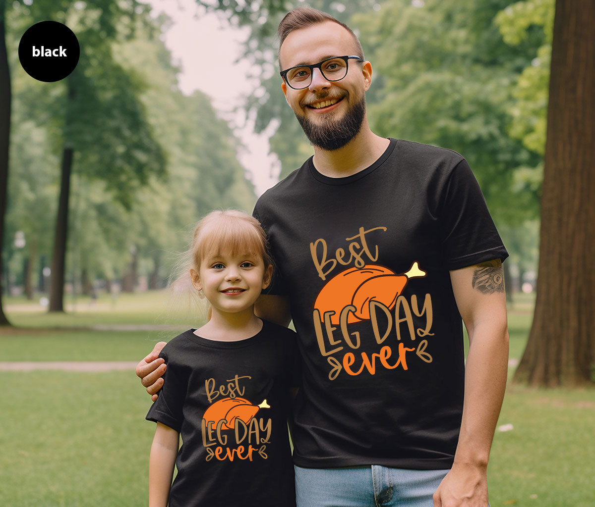 Funny Thanksgiving Shirts, Turkey Graphic Tees, Fall Crewneck Sweatshirt, Autumn Outfit, Matching Family TShirts, Best Leg Day Ever T-Shirt