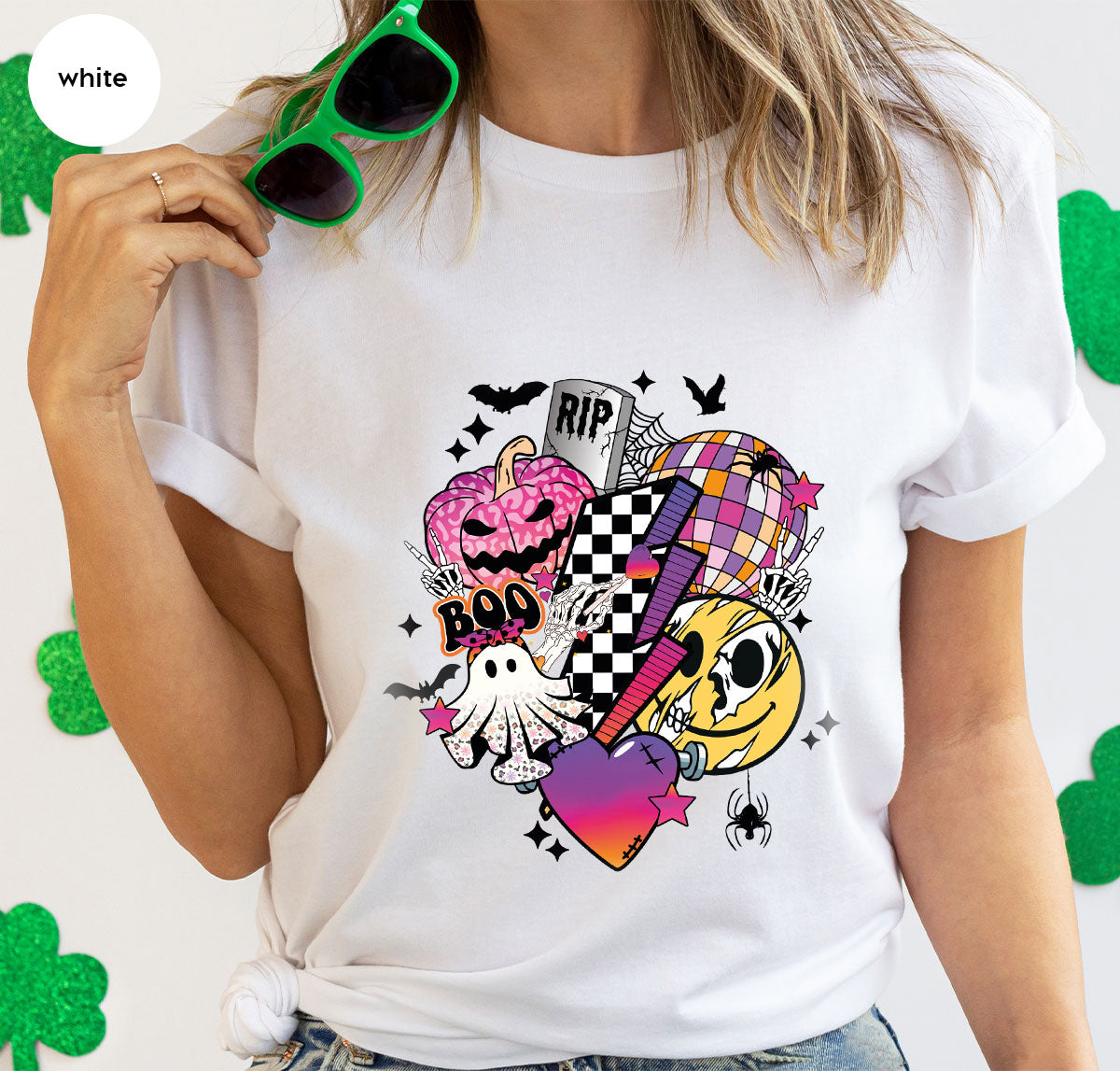 Retro Halloween Shirt, Spooky Pumpkin Shirt, Cool Checkered Outfit