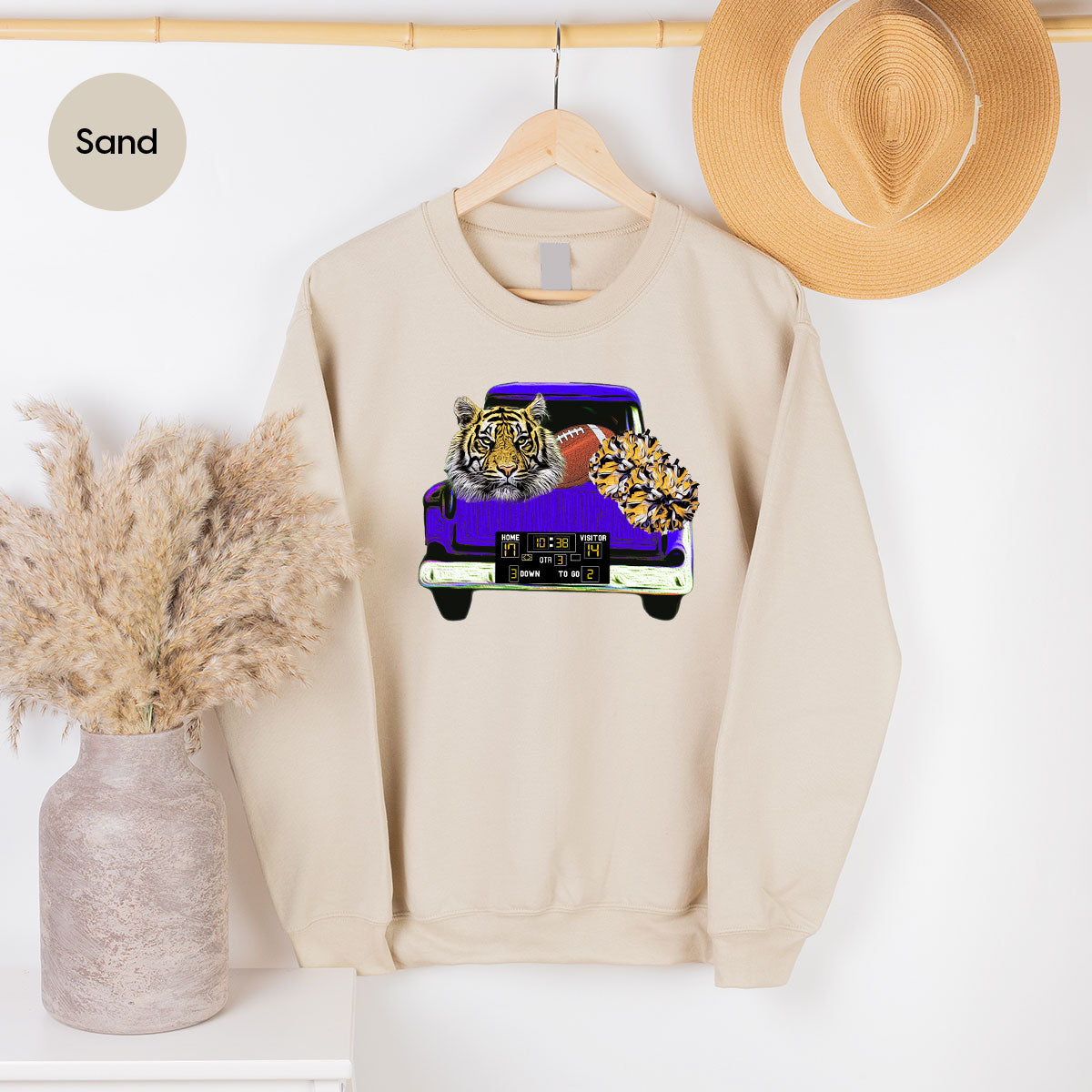 Football Truck Shirt, Tiger Graphic Tees, Football Mom TShirt, Football Gifts for Her, Cheer Vneck Shirt, Gift for Him, Sports Clothing