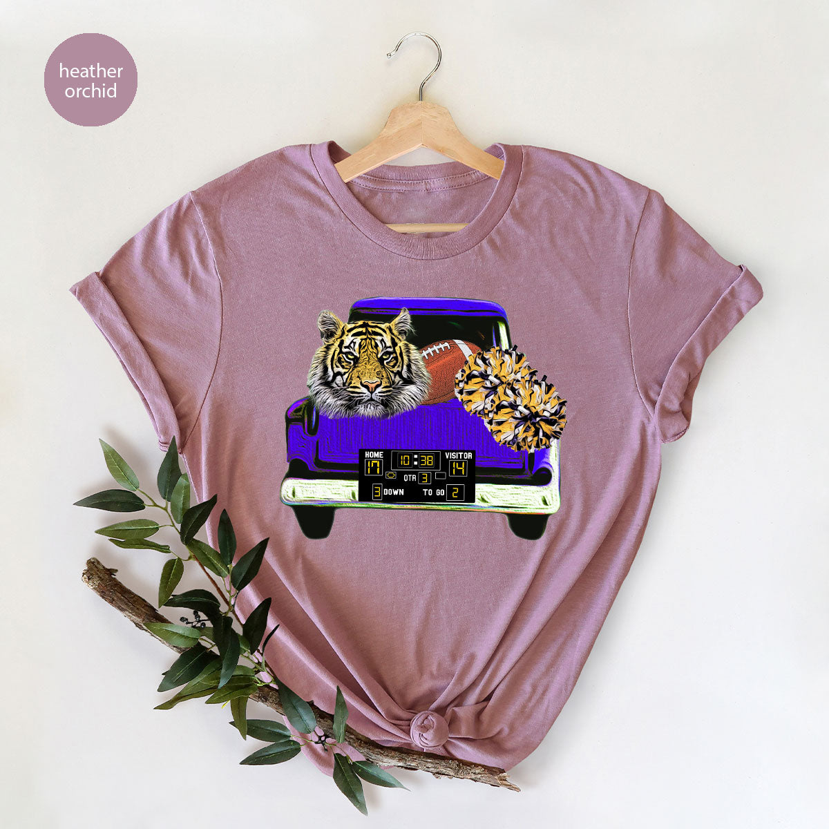 Football Truck Shirt, Tiger Graphic Tees, Football Mom TShirt, Football Gifts for Her, Cheer Vneck Shirt, Gift for Him, Sports Clothing