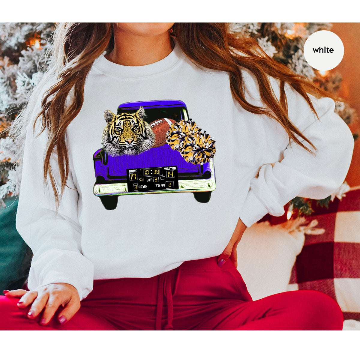 Football Truck Shirt, Tiger Graphic Tees, Football Mom TShirt, Football Gifts for Her, Cheer Vneck Shirt, Gift for Him, Sports Clothing