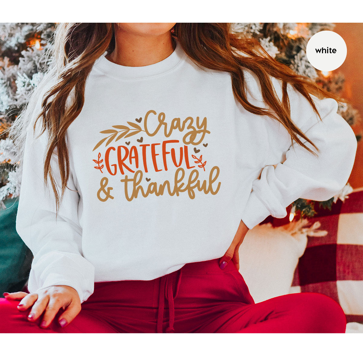 Funny Fall T Shirt, Gift for Her, Crazy Grateful Thankful T-Shirt, Autumn Clothing, Happy Thanksgiving TShirts, Leaves Graphic Tees