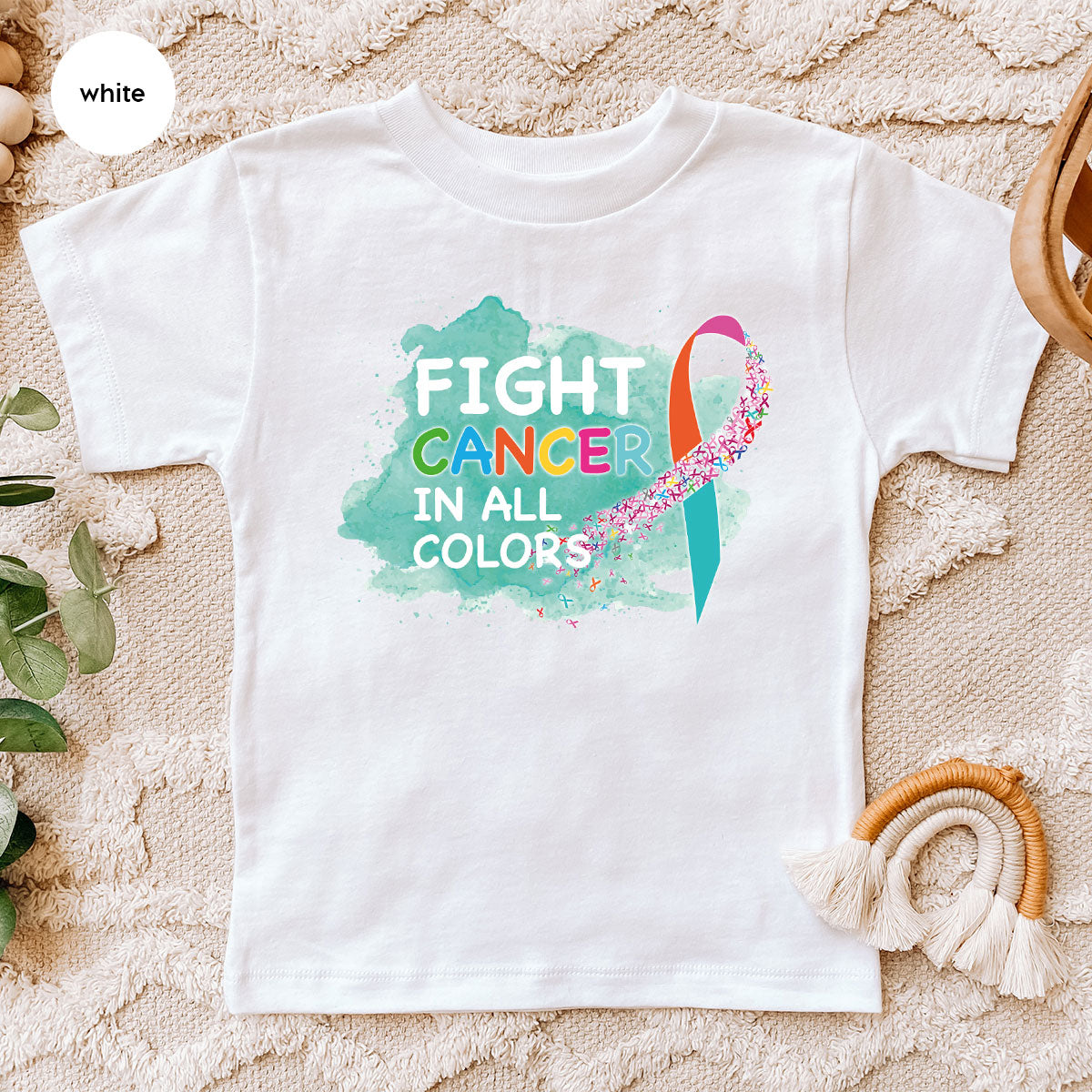 Fight Against Cancer Shirt, Cancer Warrior T-Shirt, Fight Cancer With All Colors Shirt