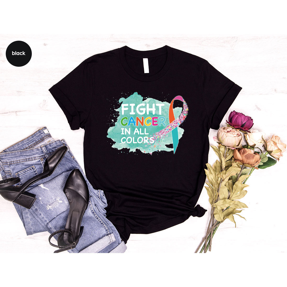 Fight Against Cancer Shirt, Cancer Warrior T-Shirt, Fight Cancer With All Colors Shirt