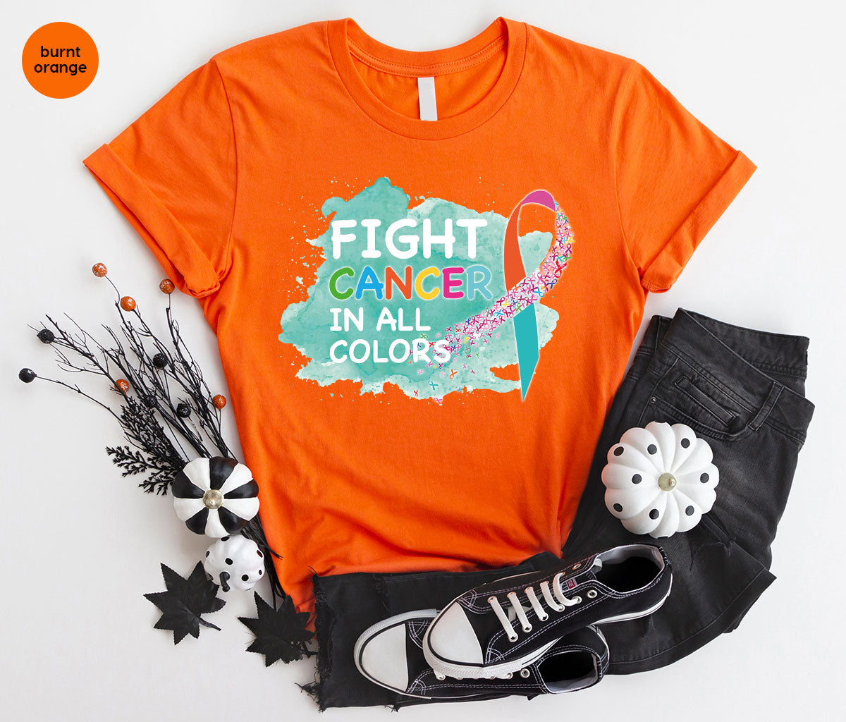 Fight Against Cancer Shirt, Cancer Warrior T-Shirt, Fight Cancer With All Colors Shirt