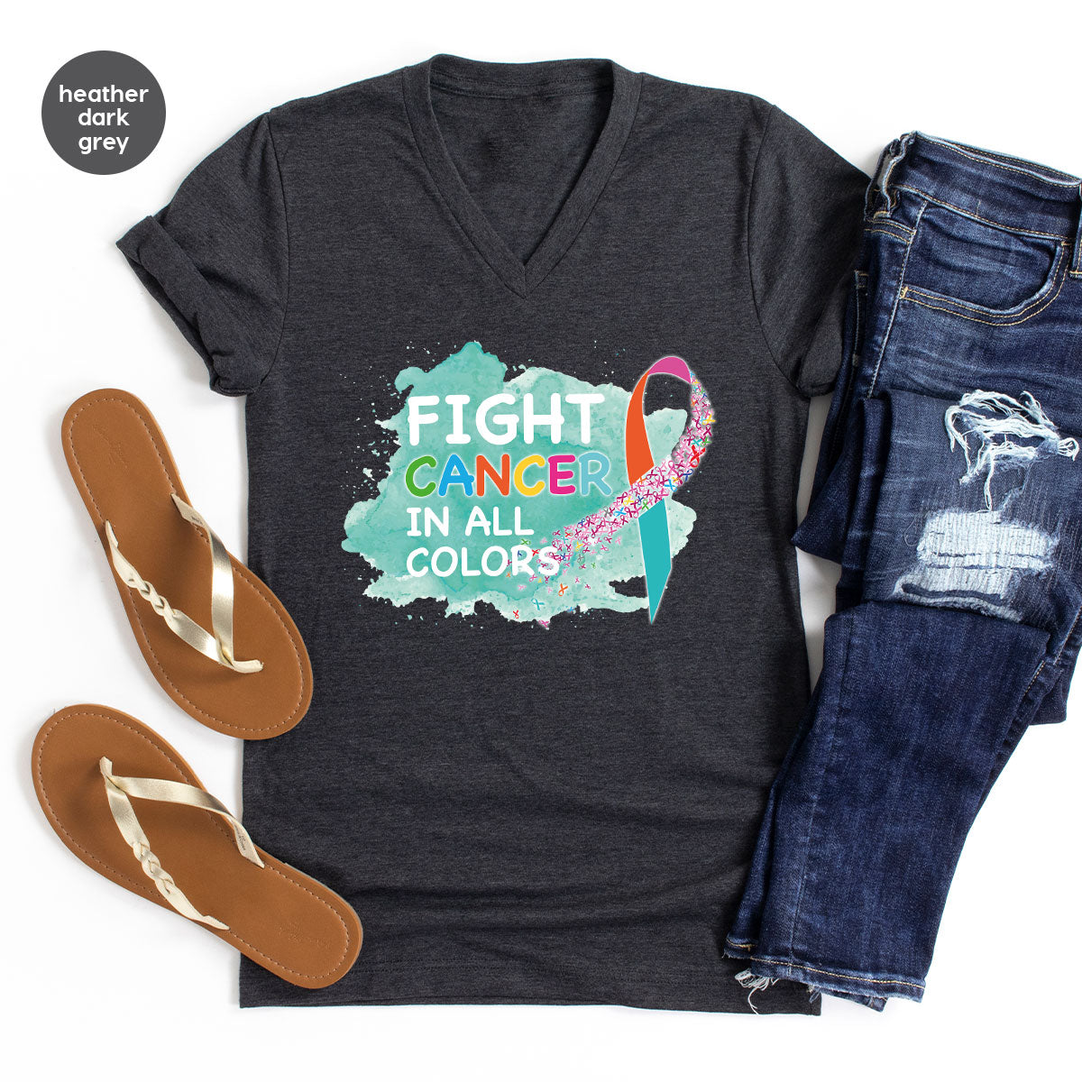 Fight Against Cancer Shirt, Cancer Warrior T-Shirt, Fight Cancer With All Colors Shirt