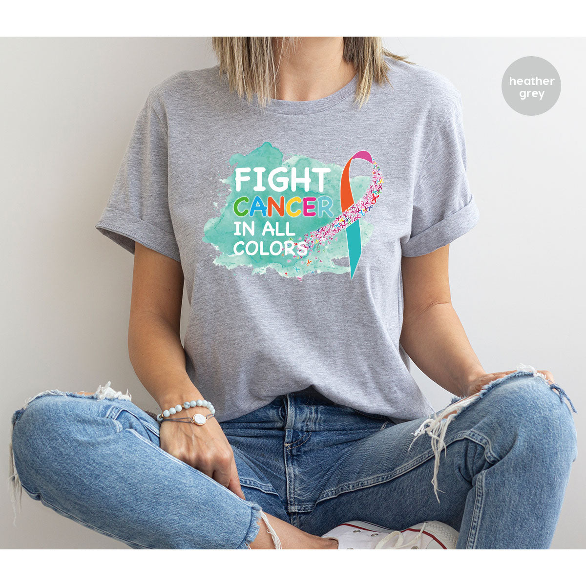 Fight Against Cancer Shirt, Cancer Warrior T-Shirt, Fight Cancer With All Colors Shirt