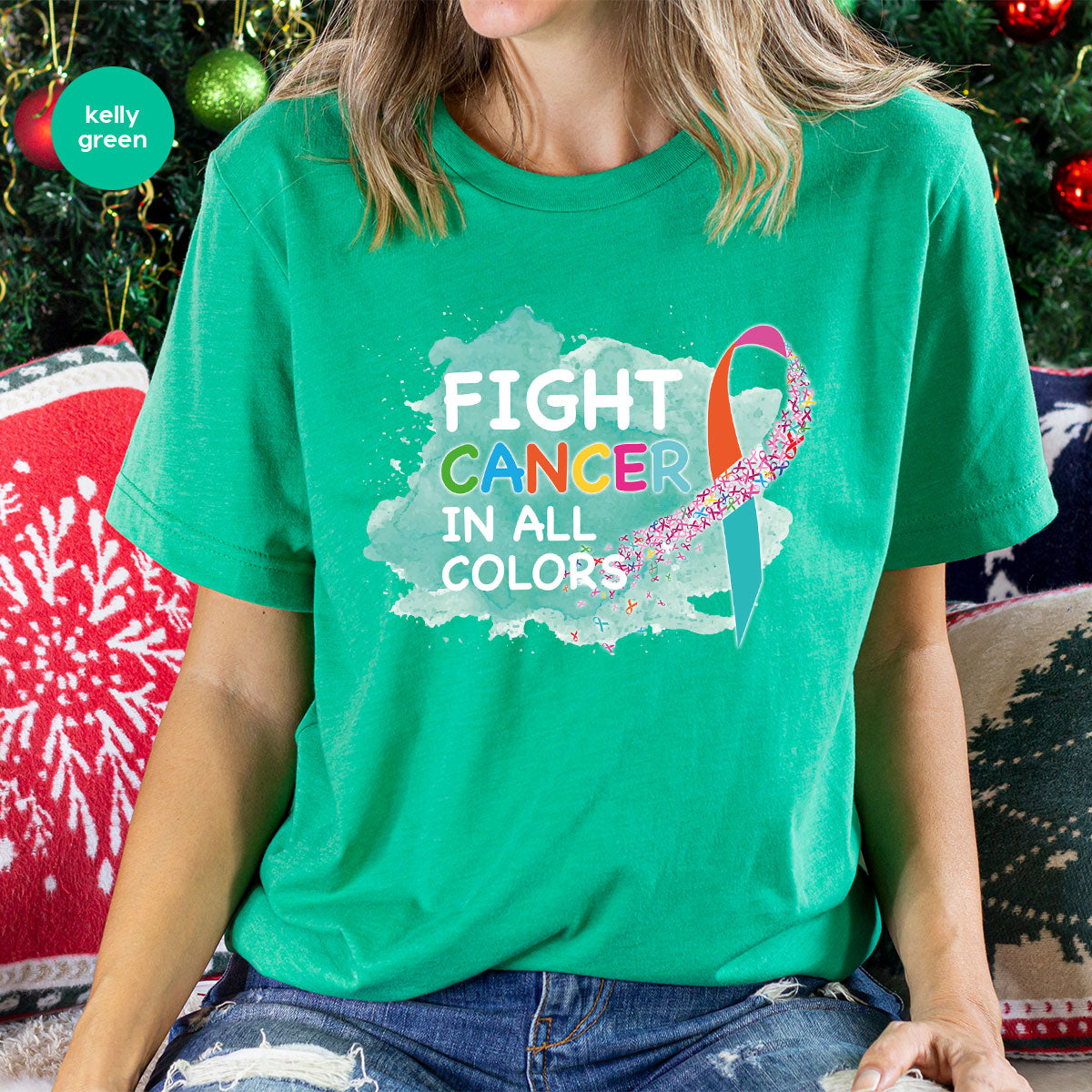 Fight Against Cancer Shirt, Cancer Warrior T-Shirt, Fight Cancer With All Colors Shirt