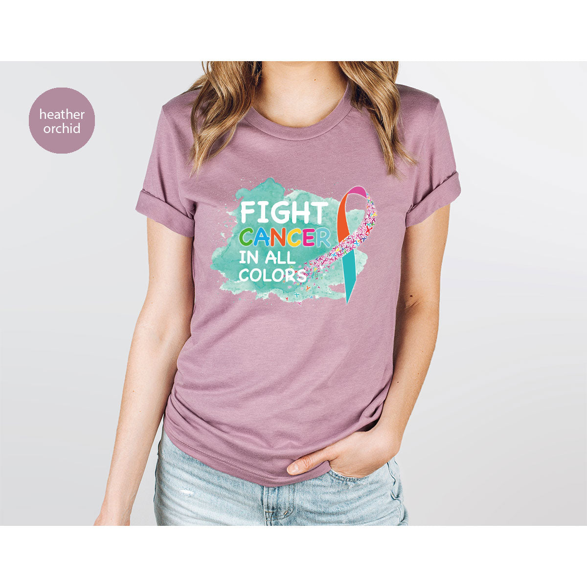 Fight Against Cancer Shirt, Cancer Warrior T-Shirt, Fight Cancer With All Colors Shirt