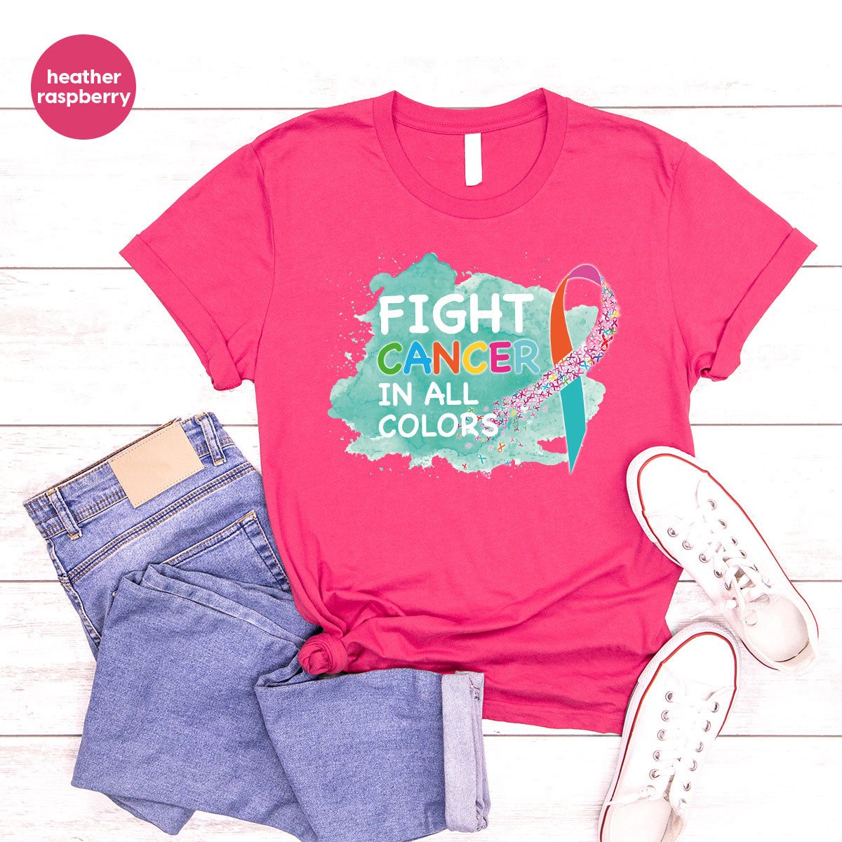 Fight Against Cancer Shirt, Cancer Warrior T-Shirt, Fight Cancer With All Colors Shirt