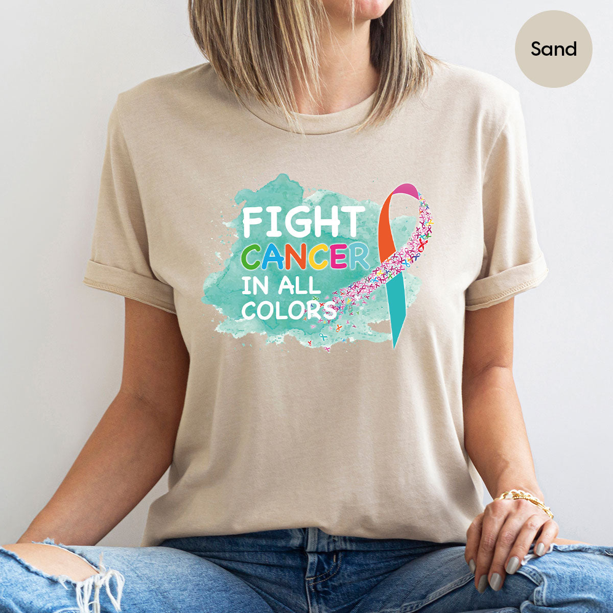 Fight Against Cancer Shirt, Cancer Warrior T-Shirt, Fight Cancer With All Colors Shirt