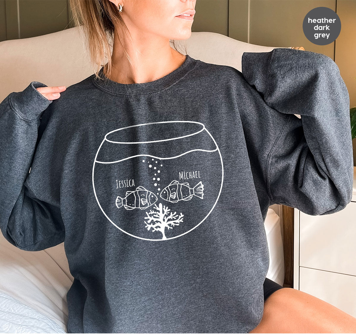 Fish Couple Shirt, Custom Name Shirt, Name on Couple Fish T-Shirt, Gift for Couples