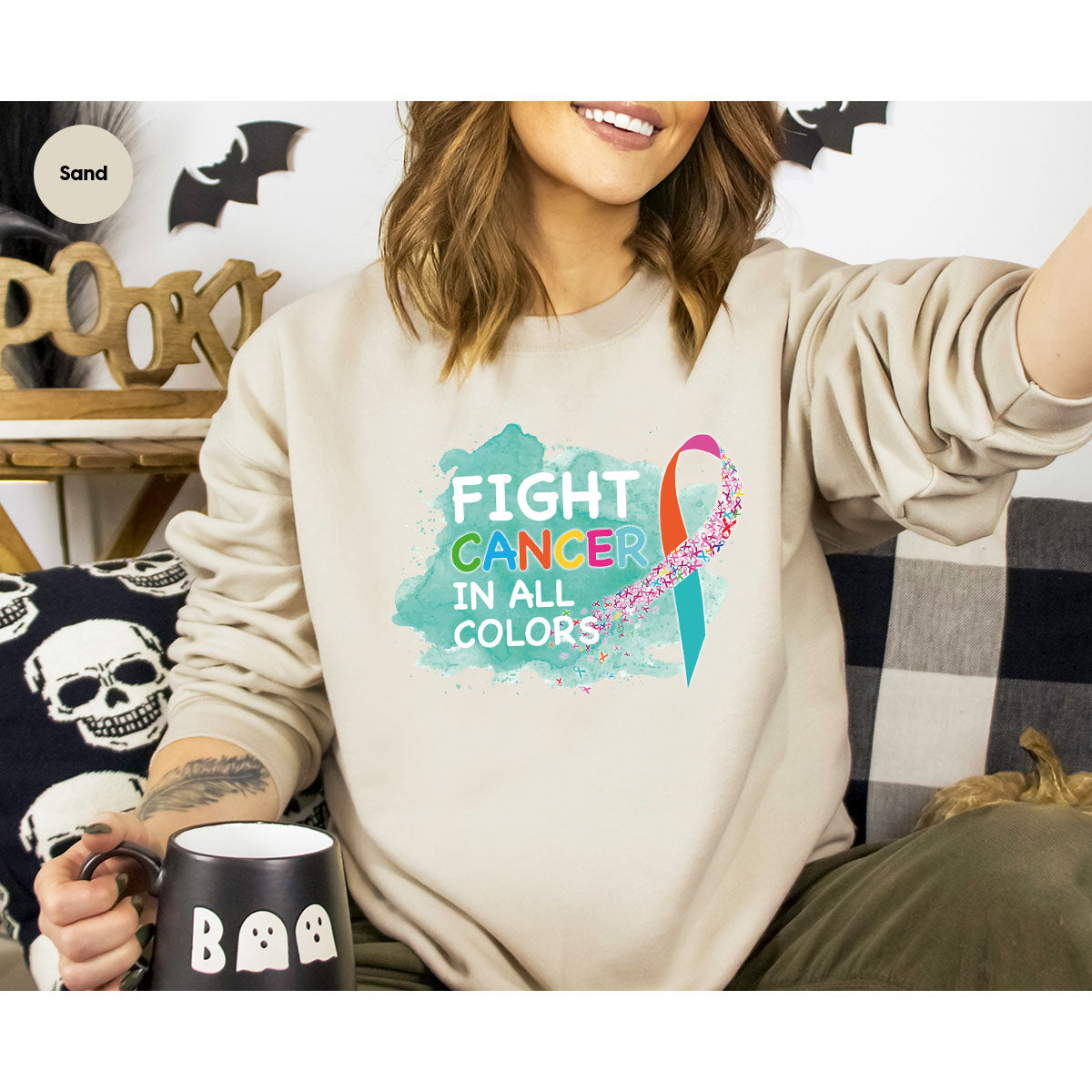 Fight Against Cancer Shirt, Cancer Warrior T-Shirt, Fight Cancer With All Colors Shirt