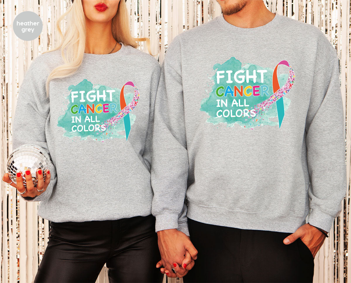 Fight Against Cancer Shirt, Cancer Warrior T-Shirt, Fight Cancer With All Colors Shirt