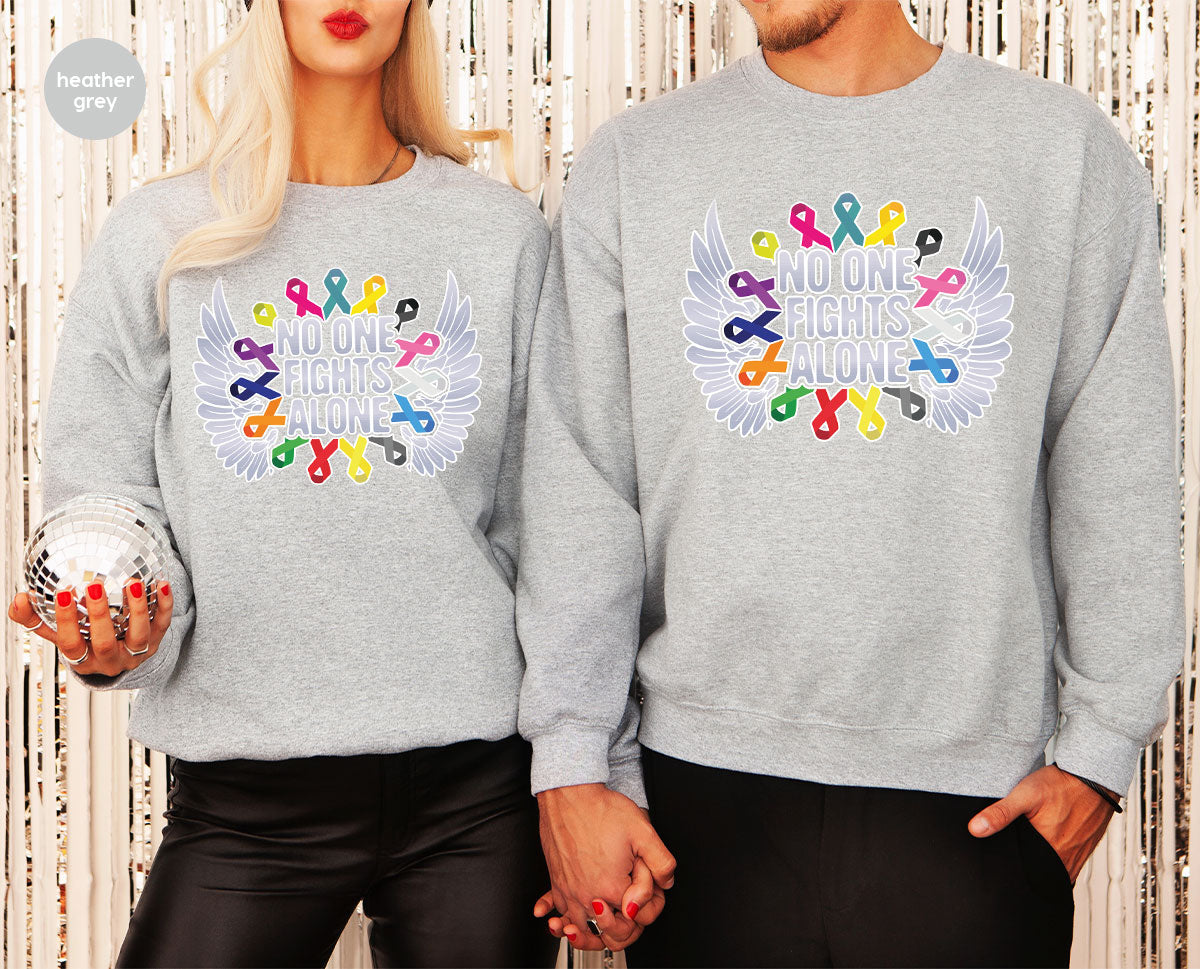 No One Fights Alone Shirt, Cancer Fighter T-Shirt, Cancer Warrior Tee