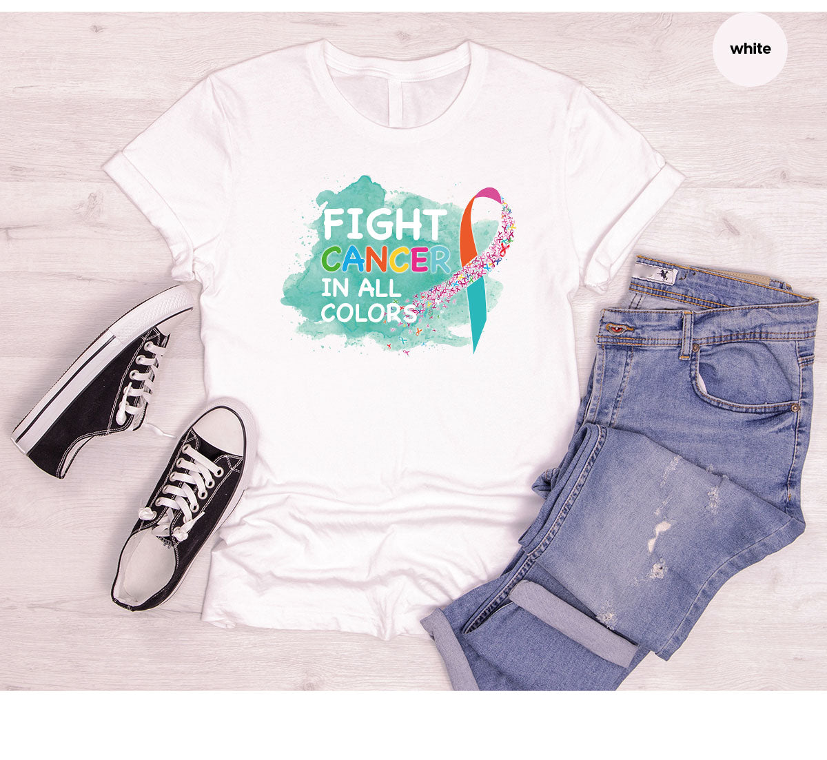 Fight Against Cancer Shirt, Cancer Warrior T-Shirt, Fight Cancer With All Colors Shirt