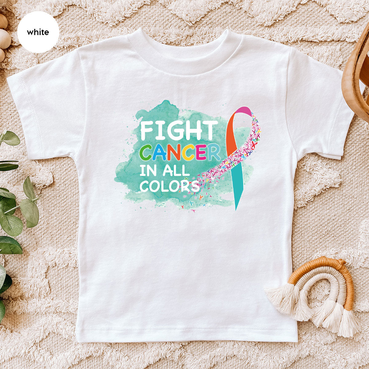 Fight Against Cancer Shirt, Cancer Warrior T-Shirt, Fight Cancer With All Colors Shirt