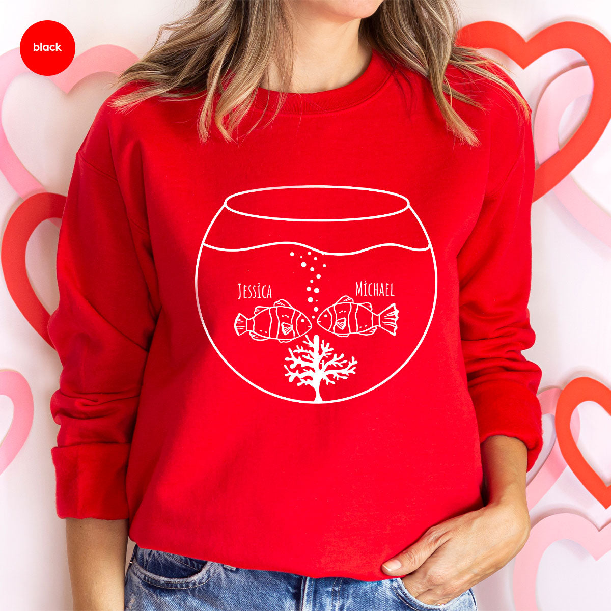 Fish Couple Shirt, Custom Name Shirt, Name on Couple Fish T-Shirt, Gift for Couples