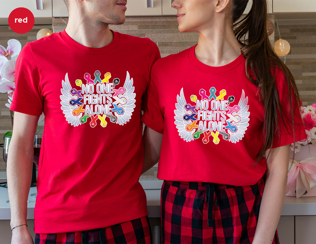 No One Fights Alone Shirt, Cancer Fighter T-Shirt, Cancer Warrior Tee