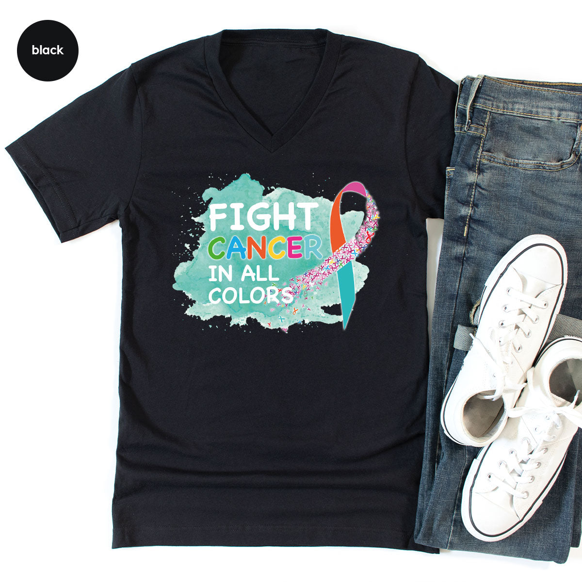 Fight Against Cancer Shirt, Cancer Warrior T-Shirt, Fight Cancer With All Colors Shirt