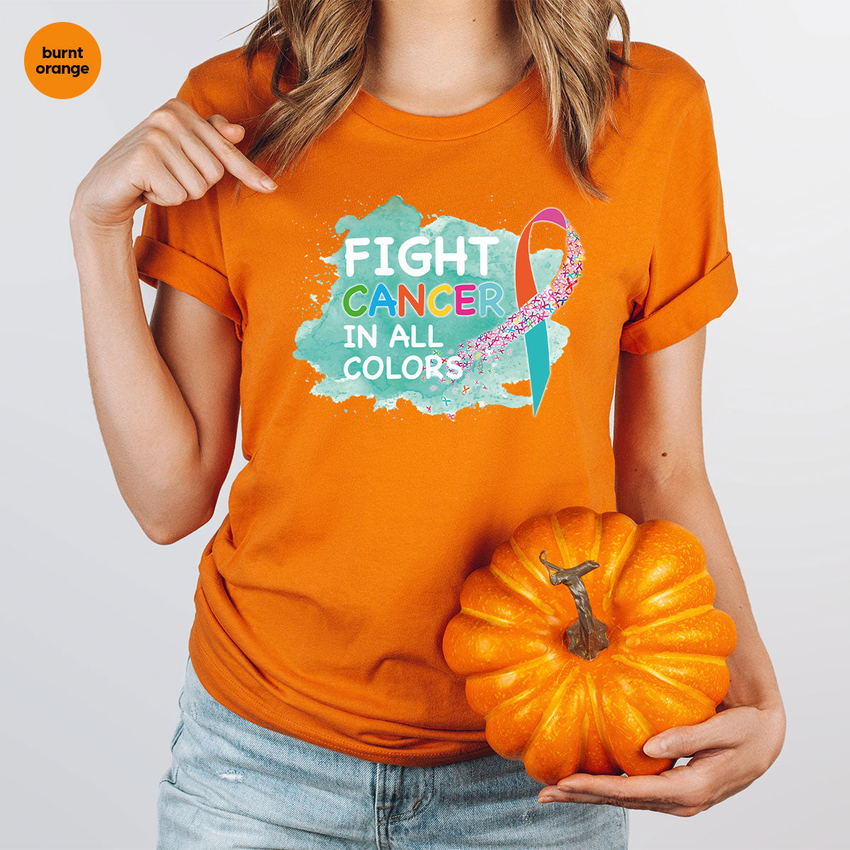 Fight Against Cancer Shirt, Cancer Warrior T-Shirt, Fight Cancer With All Colors Shirt