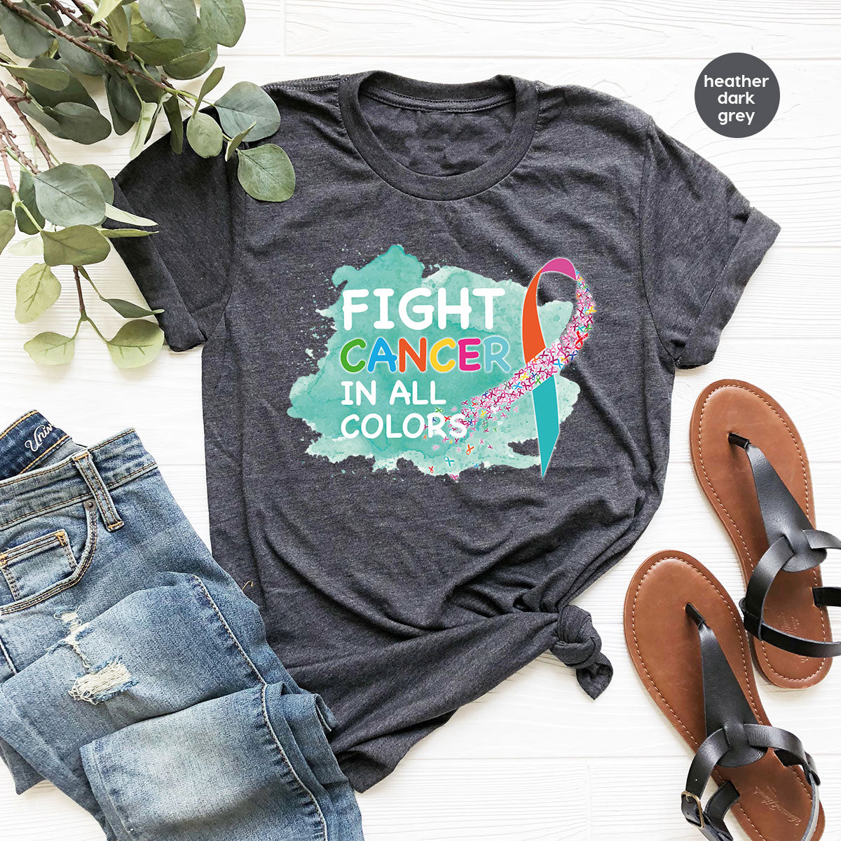 Fight Against Cancer Shirt, Cancer Warrior T-Shirt, Fight Cancer With All Colors Shirt