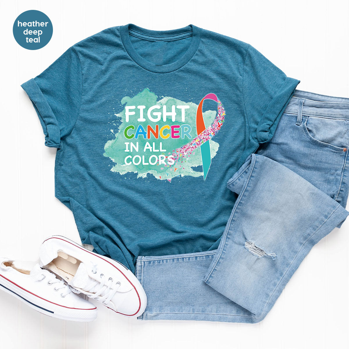 Fight Against Cancer Shirt, Cancer Warrior T-Shirt, Fight Cancer With All Colors Shirt