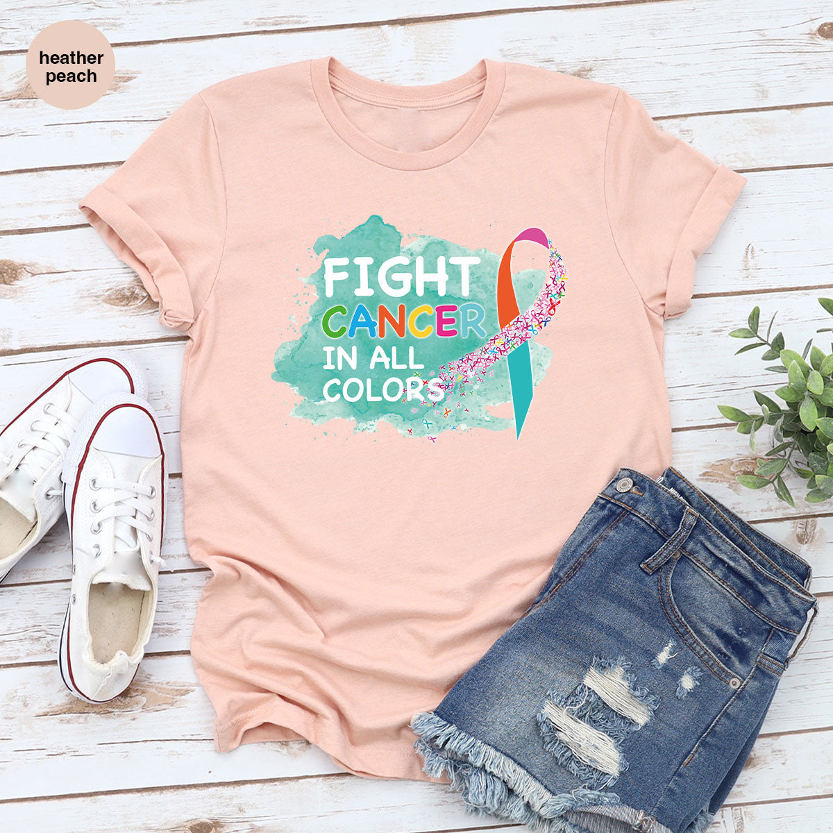 Fight Against Cancer Shirt, Cancer Warrior T-Shirt, Fight Cancer With All Colors Shirt