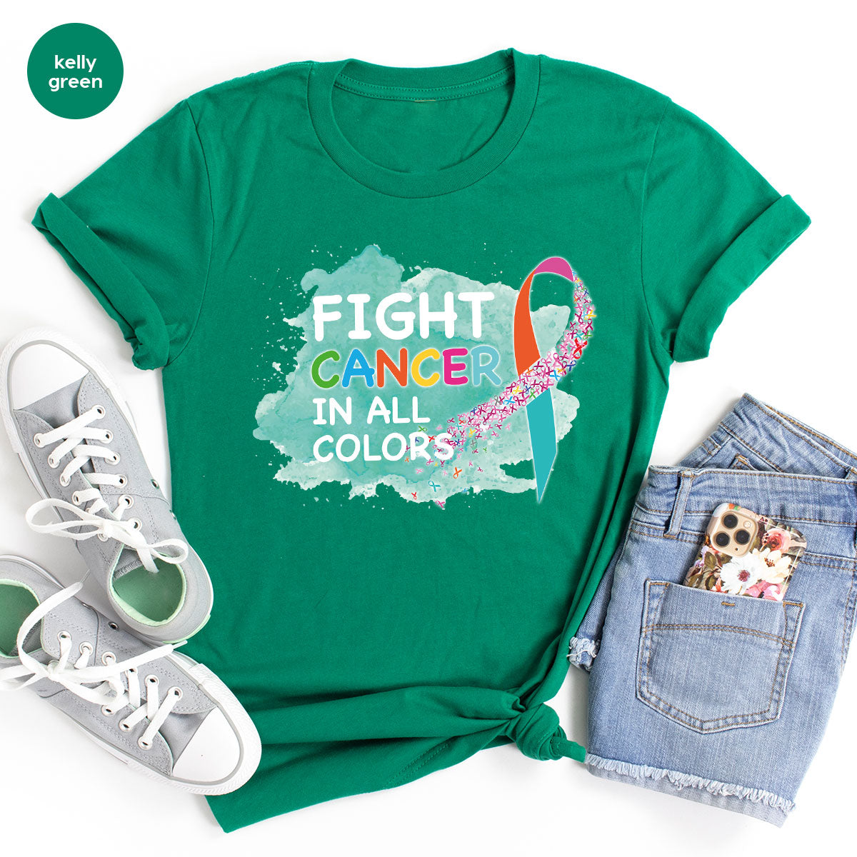 Fight Against Cancer Shirt, Cancer Warrior T-Shirt, Fight Cancer With All Colors Shirt