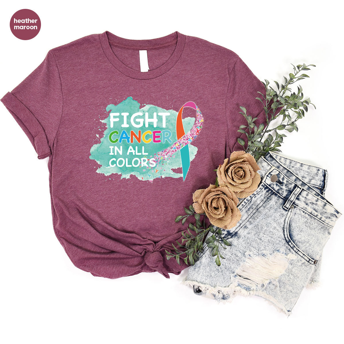 Fight Against Cancer Shirt, Cancer Warrior T-Shirt, Fight Cancer With All Colors Shirt