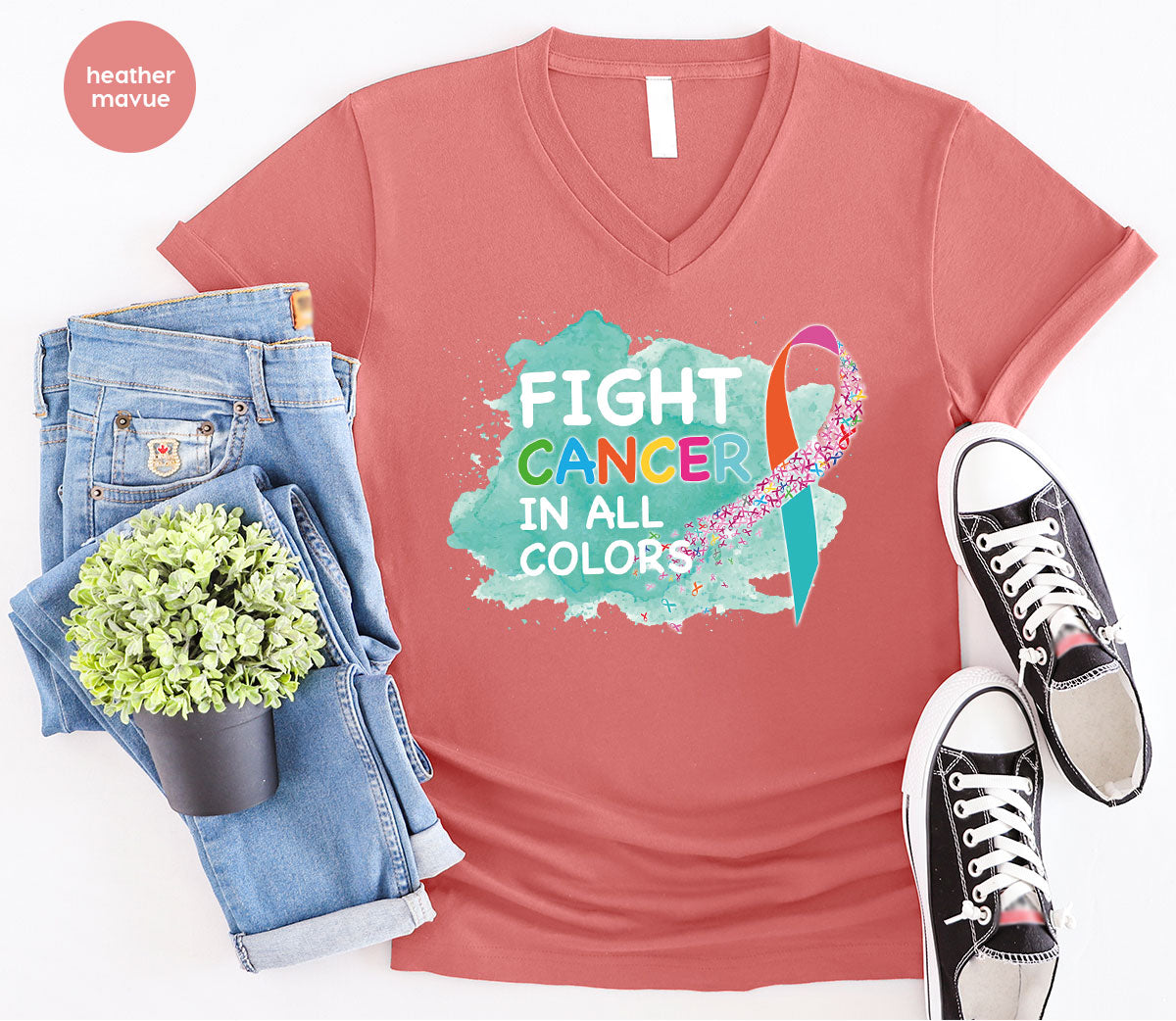 Fight Against Cancer Shirt, Cancer Warrior T-Shirt, Fight Cancer With All Colors Shirt
