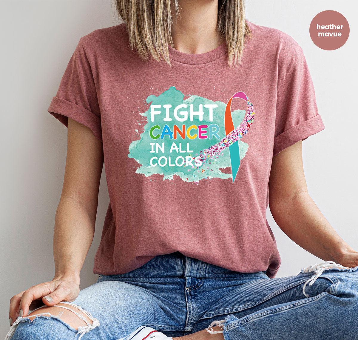 Fight Against Cancer Shirt, Cancer Warrior T-Shirt, Fight Cancer With All Colors Shirt