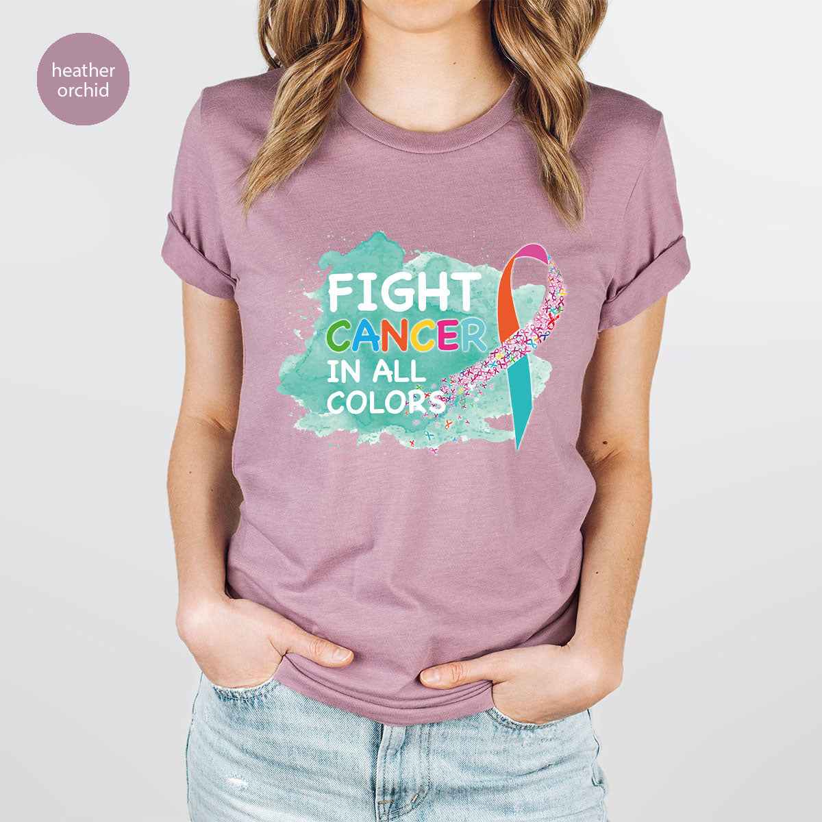 Fight Against Cancer Shirt, Cancer Warrior T-Shirt, Fight Cancer With All Colors Shirt