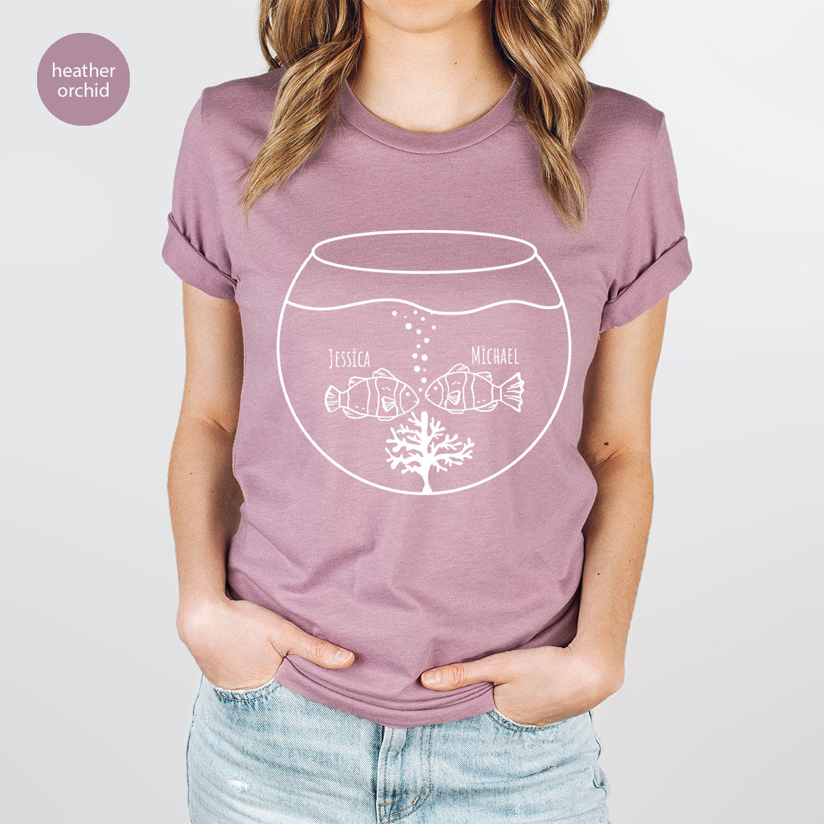 Fish Couple Shirt, Custom Name Shirt, Name on Couple Fish T-Shirt, Gift for Couples