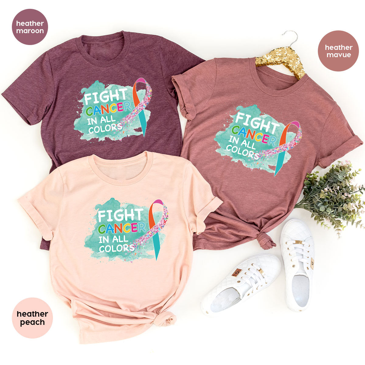 Fight Against Cancer Shirt, Cancer Warrior T-Shirt, Fight Cancer With All Colors Shirt