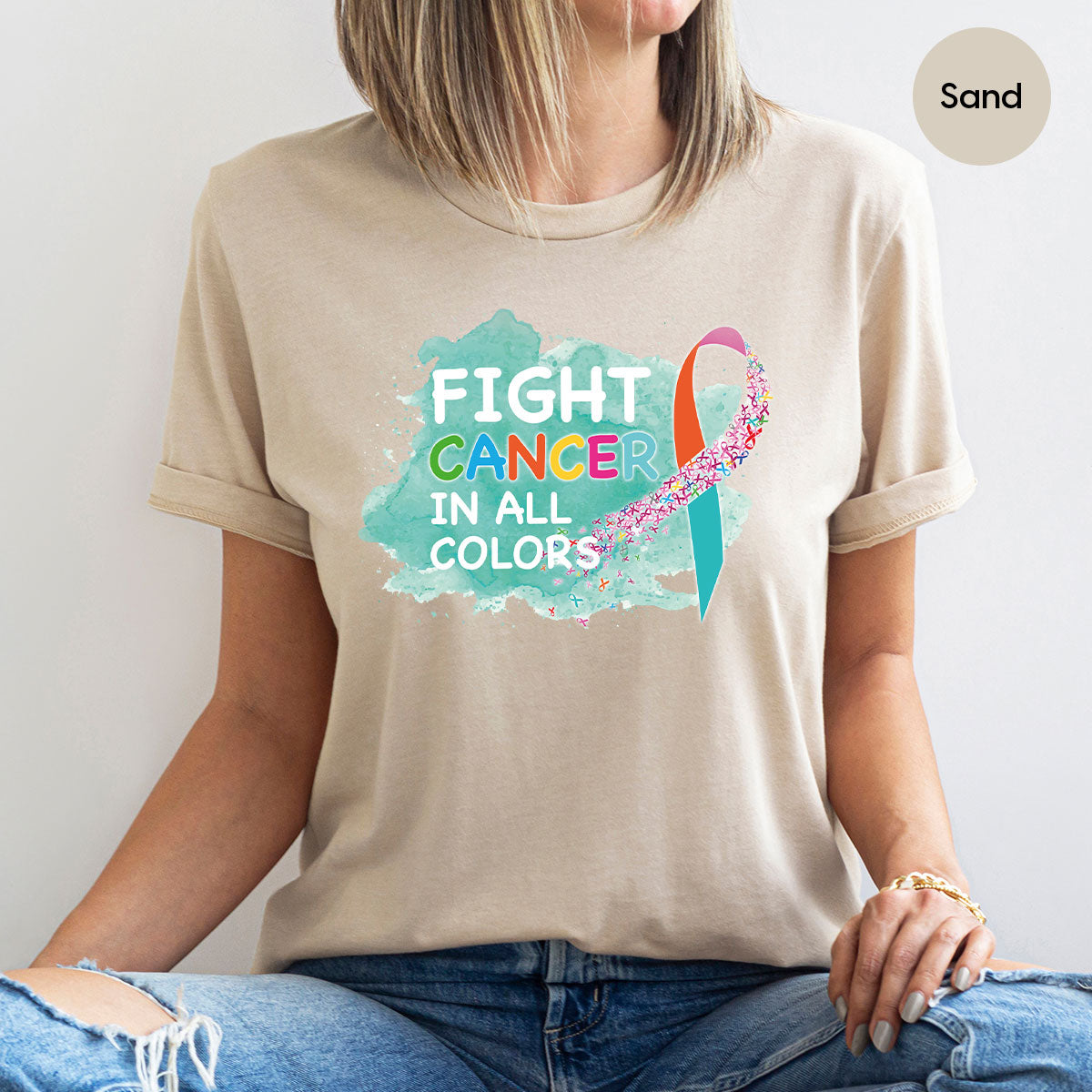 Fight Against Cancer Shirt, Cancer Warrior T-Shirt, Fight Cancer With All Colors Shirt