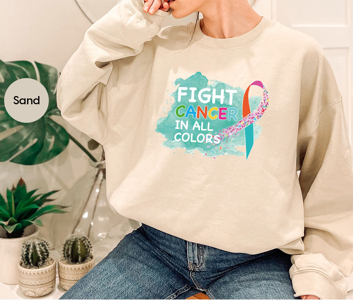 Fight Against Cancer Shirt, Cancer Warrior T-Shirt, Fight Cancer With All Colors Shirt
