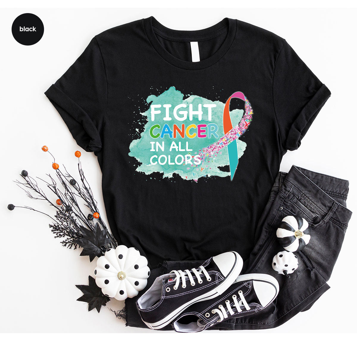 Fight Against Cancer Shirt, Cancer Warrior T-Shirt, Fight Cancer With All Colors Shirt