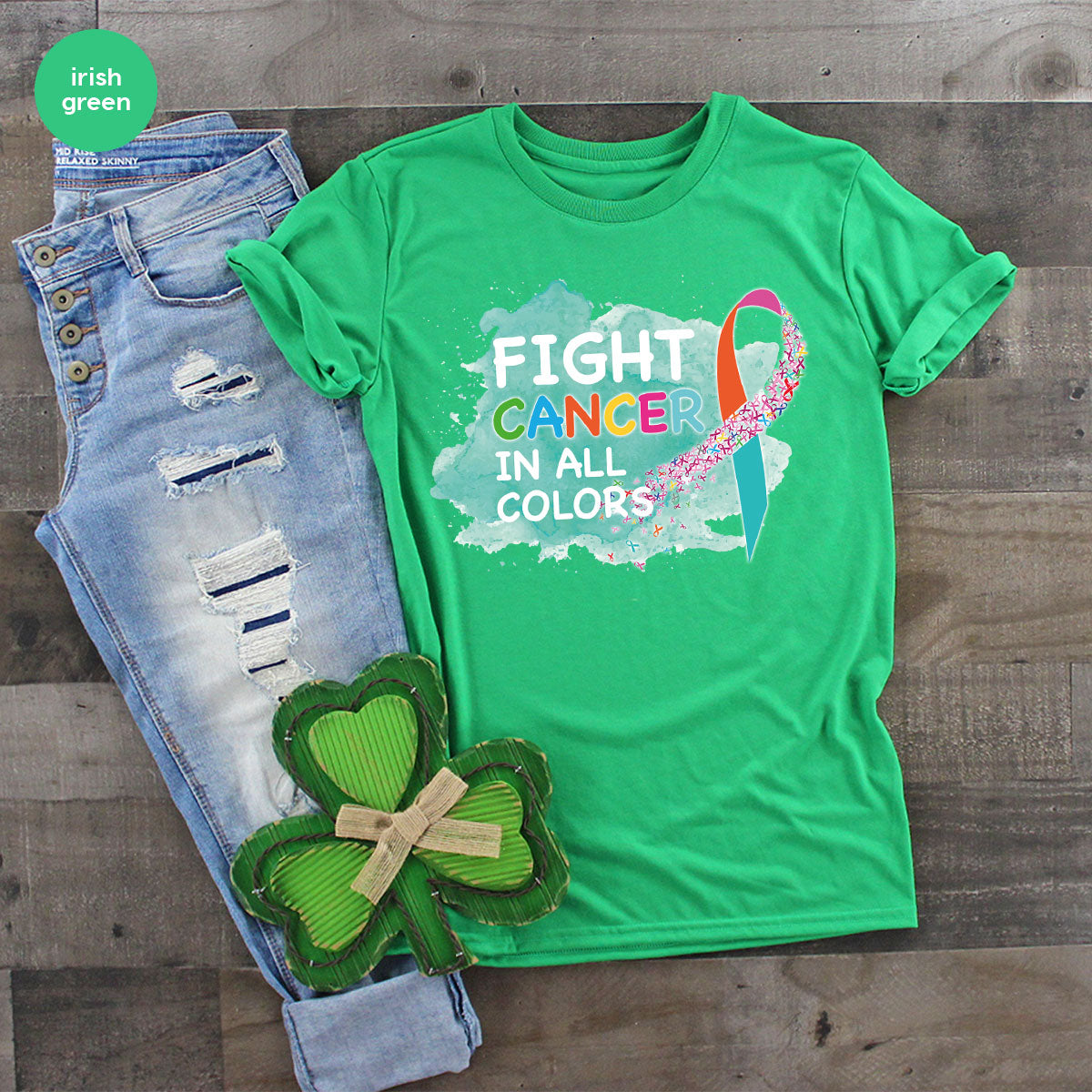 Fight Against Cancer Shirt, Cancer Warrior T-Shirt, Fight Cancer With All Colors Shirt