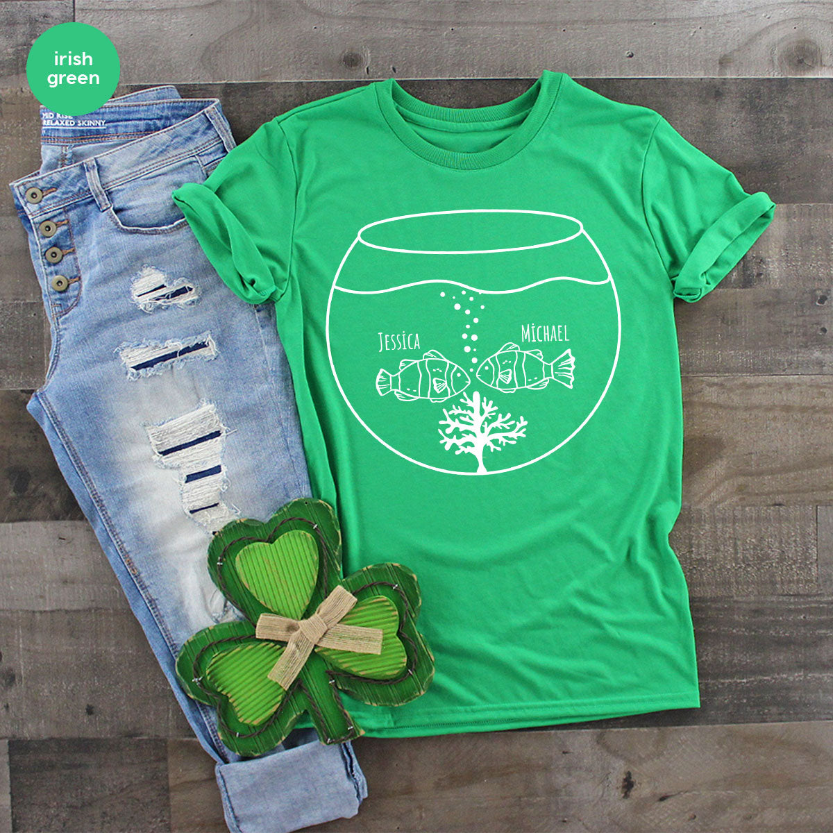 Fish Couple Shirt, Custom Name Shirt, Name on Couple Fish T-Shirt, Gift for Couples