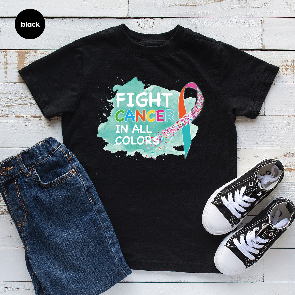 Fight Against Cancer Shirt, Cancer Warrior T-Shirt, Fight Cancer With All Colors Shirt