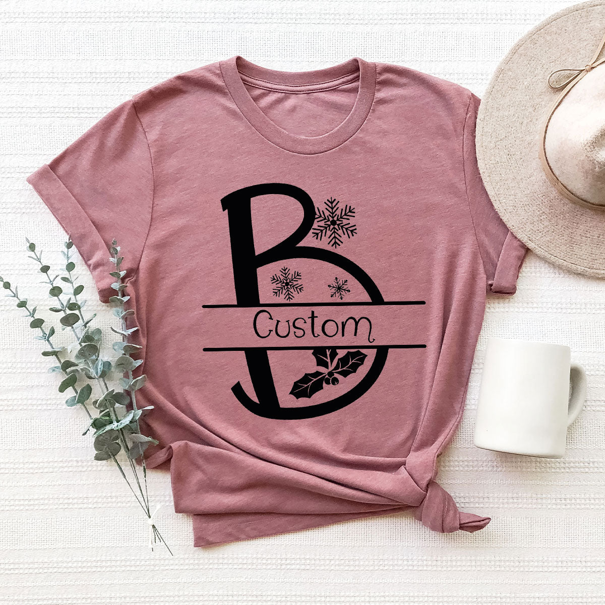 Custom Christmas T-Shirt, White Peach Design Shirt, Christmas Personalized Shirt