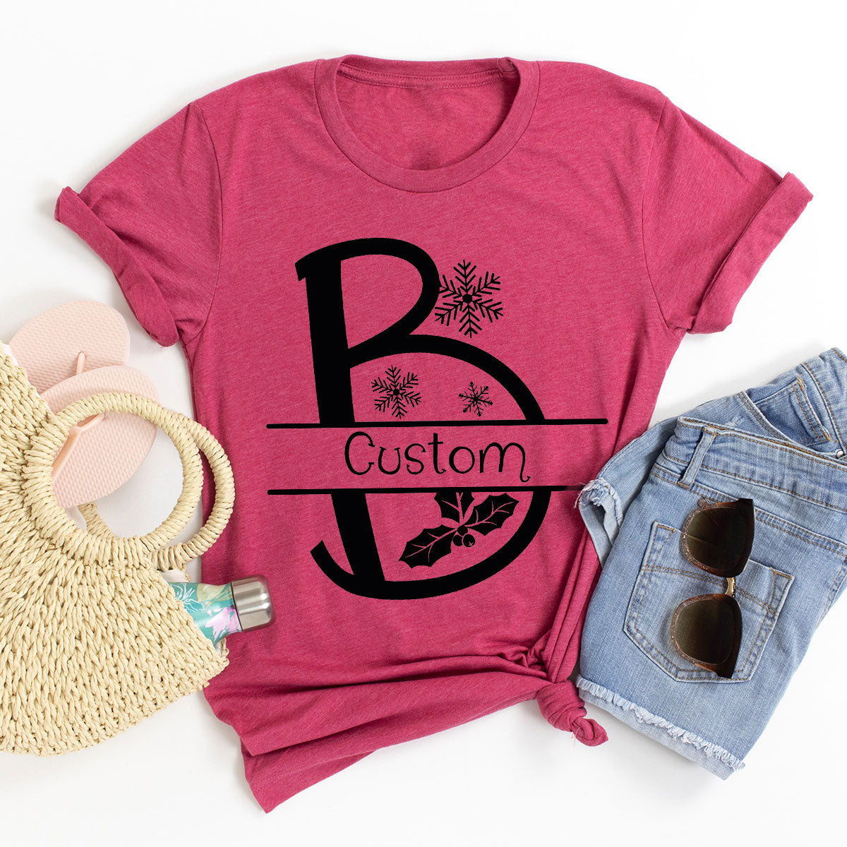 Custom Christmas T-Shirt, White Peach Design Shirt, Christmas Personalized Shirt